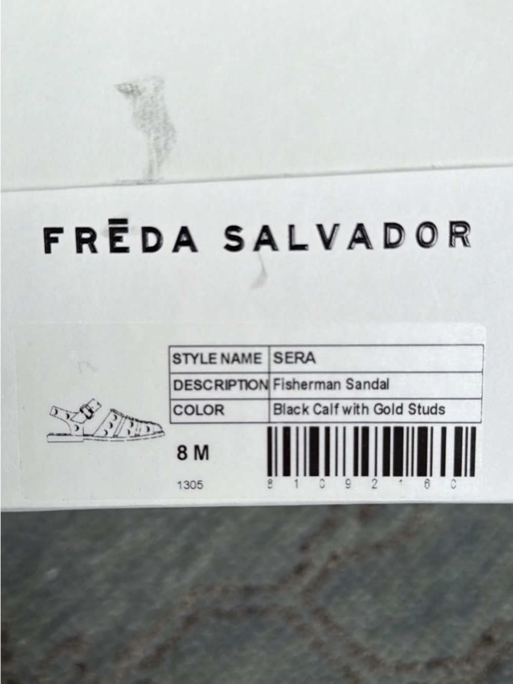 Freda Salvador Sera Fisherman Sandal in Black Calf with Gold Studs - Picture 4 of 5